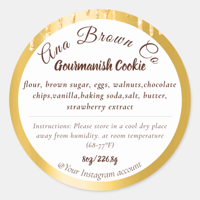 Sticker Rond Parties scintillant  Ingrédients de produit Étique (Devant)