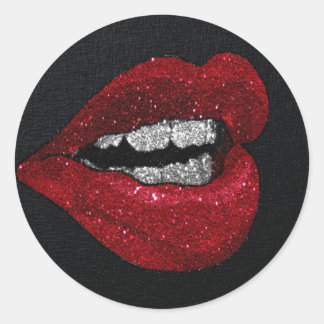 STICKER ROND PARTIES SCINTILLANT LÈVRES CHAUDS