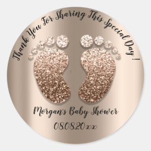 Sticker Rond Parties scintillant maigre Pieds Baby shower Favor