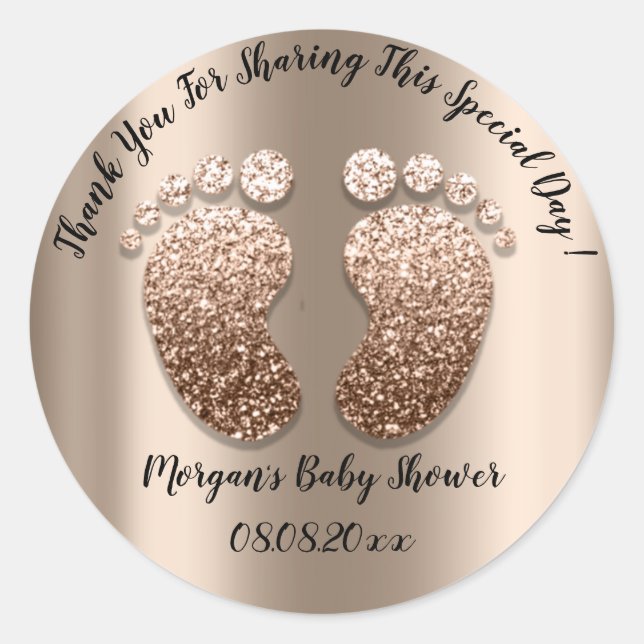 Sticker Rond Parties scintillant maigre Pieds Baby shower Favor (Devant)