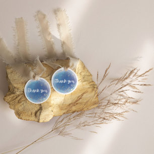 Sticker Rond Parties scintillant Merci bleu Dreamy Mariage