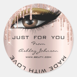 Sticker Rond Parties scintillant Merci Eyelash Rose Gold Fabriq