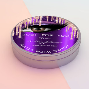 Sticker Rond Parties scintillant Merci Eyelash Rose Purple Avec