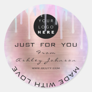 Sticker Rond Parties scintillant Merci Logo Holographe Fabriqué