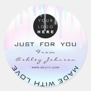 Sticker Rond Parties scintillant Merci Logo Holographe Fabriqué