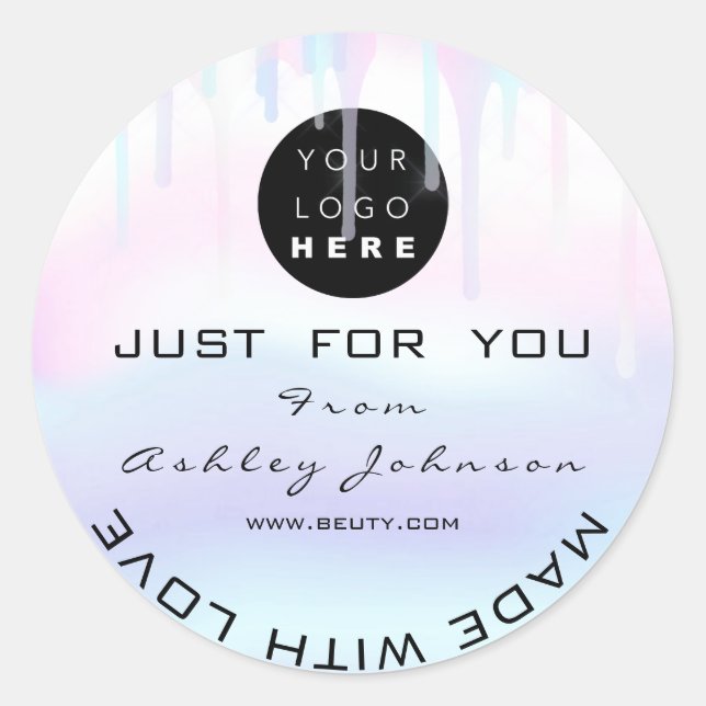 Sticker Rond Parties scintillant Merci Logo Holographe Fabriqué (Devant)