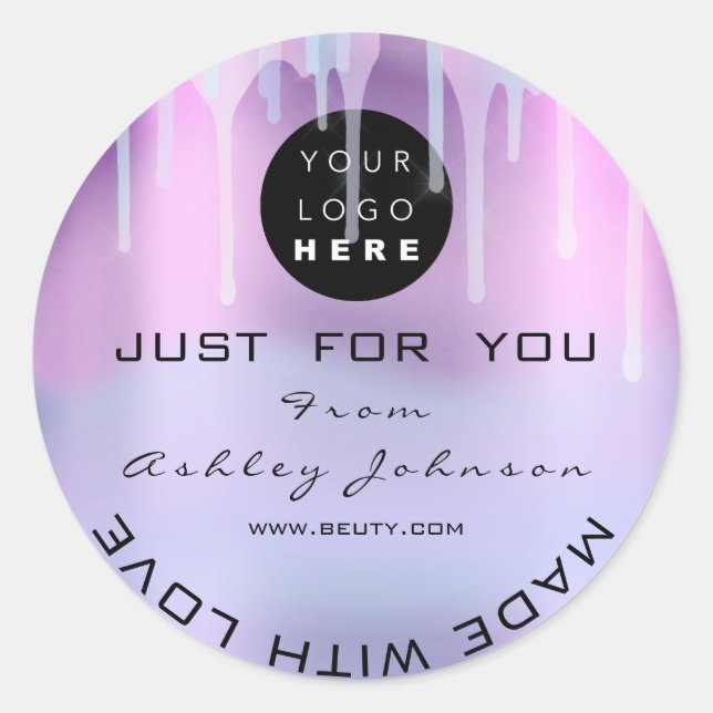 Sticker Rond Parties scintillant Merci Logo Holographe Fabriqué (Devant)