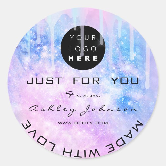 Sticker Rond Parties scintillant Merci Logo Holographe Fabriqué (Devant)