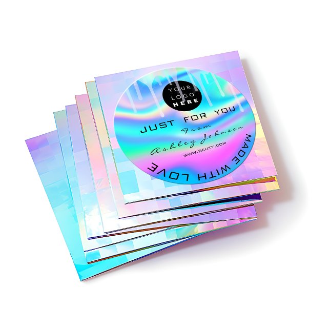 Sticker Rond Parties scintillant Merci Logo Holographe Fabriqué (Créateur téléchargé)