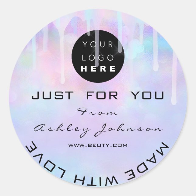 Sticker Rond Parties scintillant Merci Logo Holographe Fabriqué (Devant)