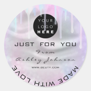 Sticker Rond Parties scintillant Merci Logo Holographe Made Gre