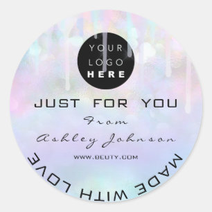 Sticker Rond Parties scintillant Merci Logo Holographe Made Pas