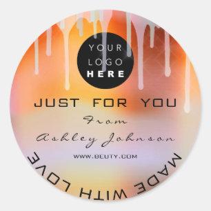 Sticker Rond Parties scintillant Merci Logo Holographe Métal Dr