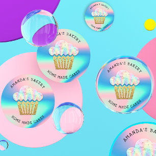 Sticker Rond Parties scintillant Merci Logo Holographe Metal Pi