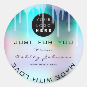 Sticker Rond Parties scintillant Merci Logo Holographe Métal Ro