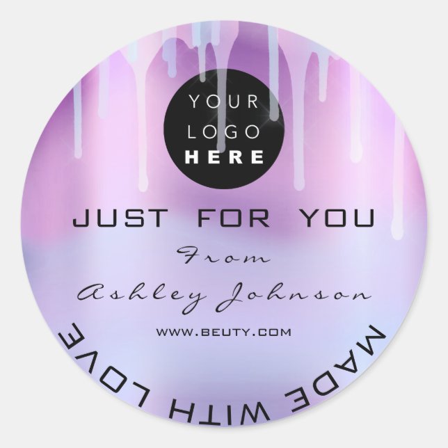 Sticker Rond Parties scintillant Merci Logo Holographe Métal ro (Devant)