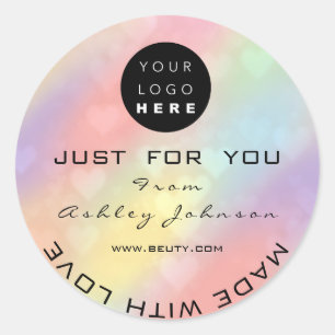 Sticker Rond Parties scintillant Merci Logo Holographe Unique C