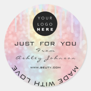 Sticker Rond Parties scintillant Merci Logo Holographe Unique P