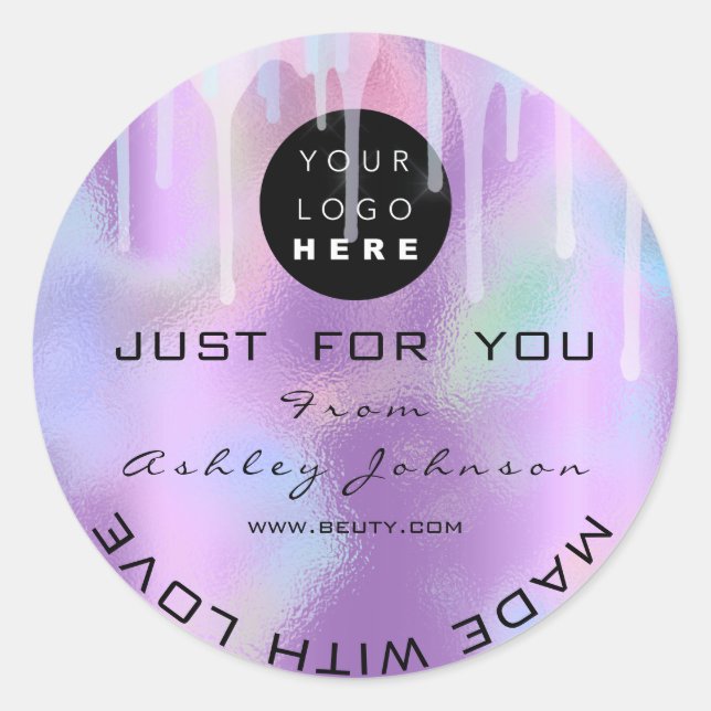 Sticker Rond Parties scintillant Merci Logo Holographe Unités P (Devant)