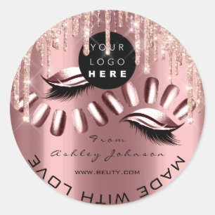 Sticker Rond Parties scintillant Merci Logo Rose Drives Fabriqu