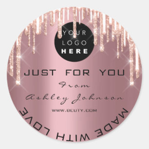 Sticker Rond Parties scintillant Merci Logo Rose Drives Fabriqu