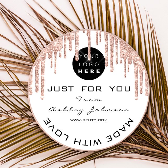 Sticker Rond Parties scintillant Merci Logo Rose Drives White W (Créateur téléchargé)