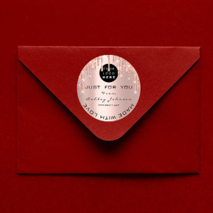 Sticker Rond Parties scintillant Merci Logo Rose Gold Fabriqué