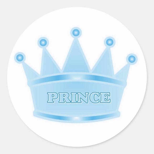 Sticker Rond Parties scintillant mignonne Bébé Bleu Prince héri (Devant)