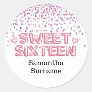 Sticker Rond Parties scintillant moderne feuille de sweet sixte