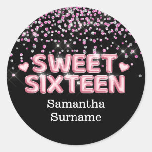 Sticker Rond Parties scintillant moderne feuille de sweet sixte