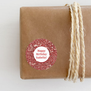Sticker Rond Parties scintillant moderne Red Faux look personna