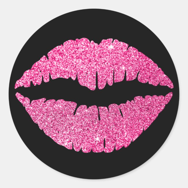 Sticker Rond Parties scintillant noire et rose (Devant)