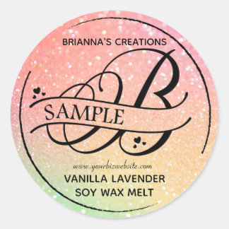 Sticker Rond Parties scintillant Ombre Monogramme B - Exemple d