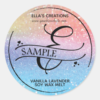 Sticker Rond Parties scintillant Ombre Monogramme E Exemple de