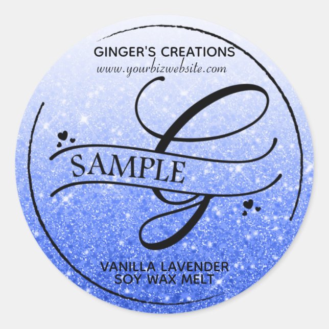 Sticker Rond Parties scintillant Ombre Monogramme G, échantillo (Devant)