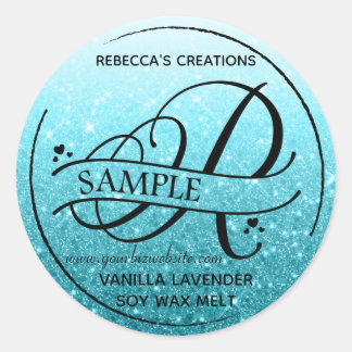 Sticker Rond Parties scintillant Ombre Monogramme R, échantillo
