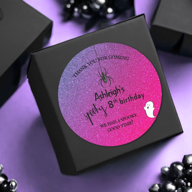 Sticker Rond Parties scintillant Ombre Spider Ghost Halloween G (Créateur téléchargé)