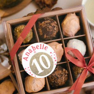 Sticker Rond Parties scintillant Or Glam mignonne âge Cercle ro