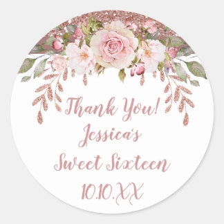 Sticker Rond Parties scintillant or rose