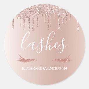 Sticker Rond Parties scintillant or rose et extension Eyelash