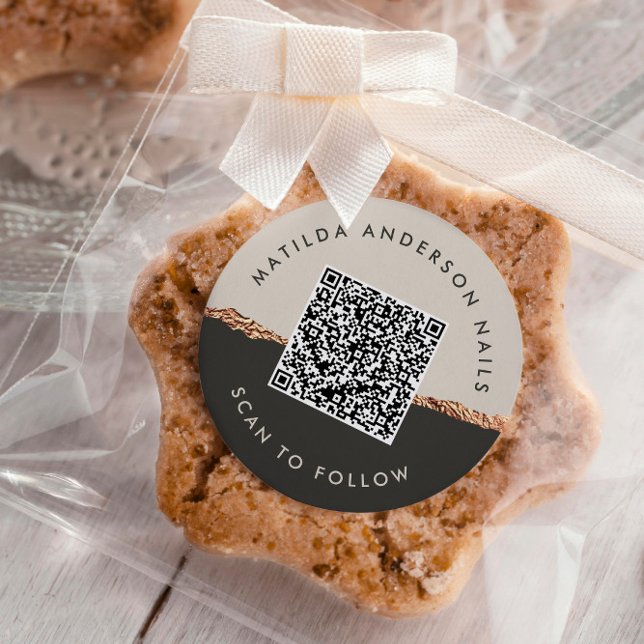 Sticker Rond parties scintillant or rose noir moderne élégant b (Créateur téléchargé)