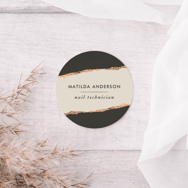 Sticker Rond parties scintillant or rose noir moderne élégant b (Créateur téléchargé)