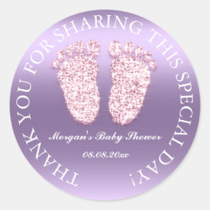 Sticker Rond Parties scintillant Pieds Baby shower Favoriser le