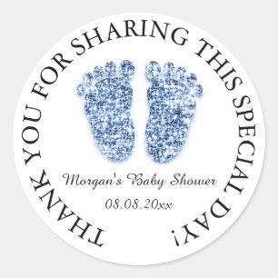 Sticker Rond Parties scintillant Pieds Baby shower Favoriser Me