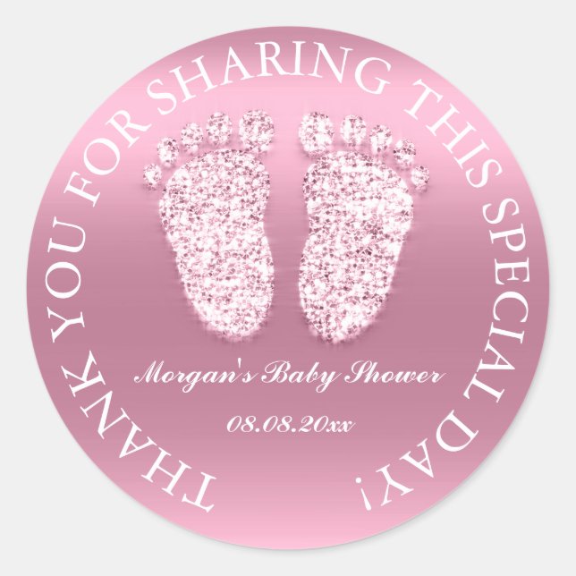 Sticker Rond Parties scintillant Pieds Baby shower Favoriser Re (Devant)