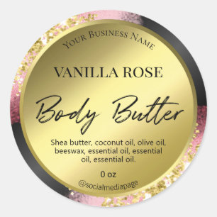 Sticker Rond Parties scintillant professionnelle Pink Gold Corp