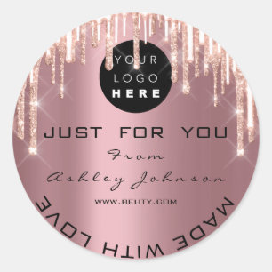 Sticker Rond Parties scintillant Remerciement Logo Roses Conçu