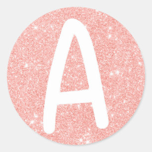 Sticker Rond Parties scintillant rose A Initial