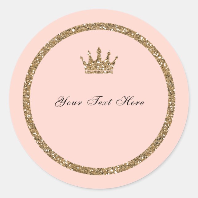 Sticker Rond Parties scintillant rose brillant or doux 16 Princ (Devant)