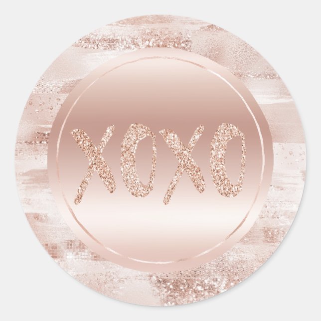 Sticker Rond Parties scintillant rose brillante étincelante XOX (Devant)